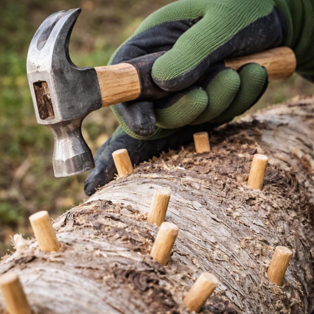 Pink Oyster Mushroom Plug Spawn 200 Plugs | Grow Your Own Gourmet Mushrooms | Hardwood Log Inoculation Kit