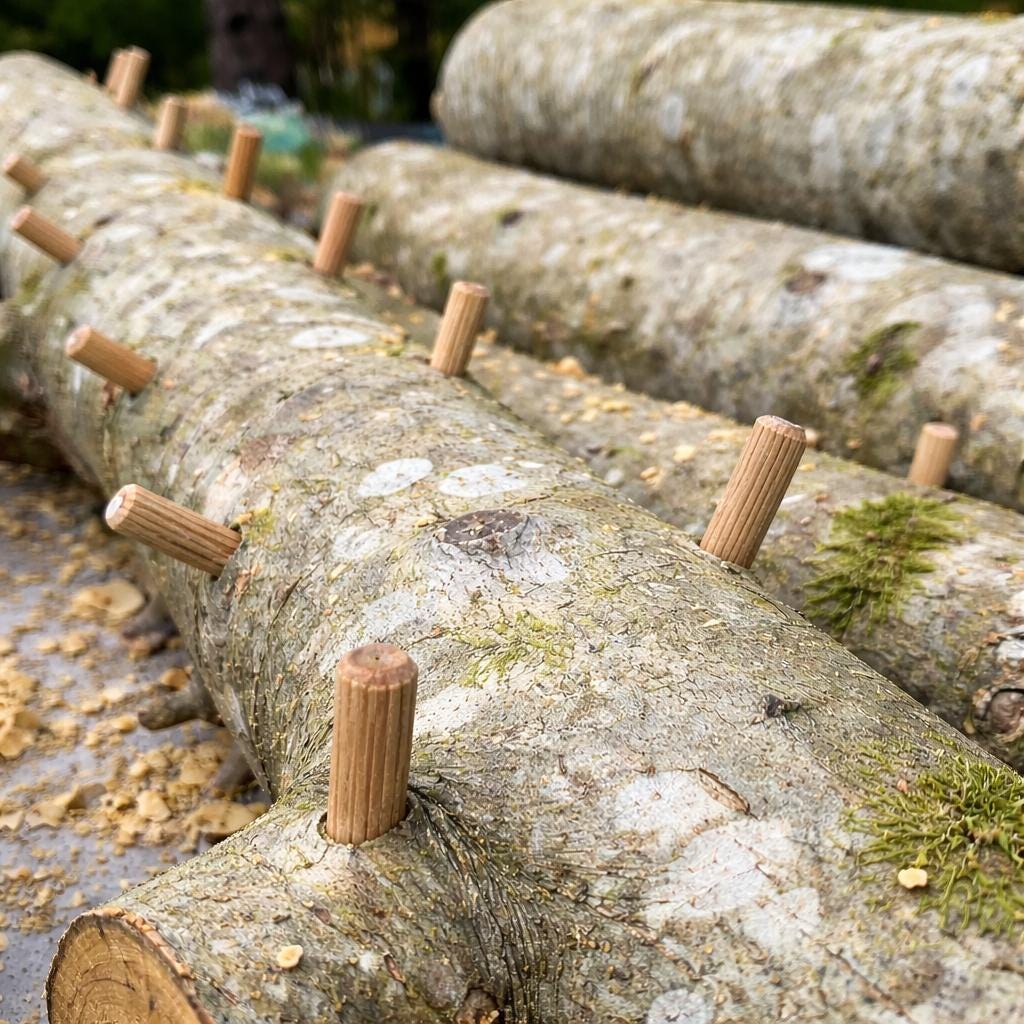 Pink Oyster Mushroom Plug Spawn 200 Plugs | Grow Your Own Gourmet Mushrooms | Hardwood Log Inoculation Kit