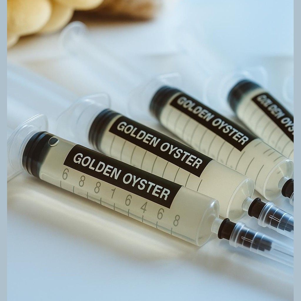 Golden Oyster Liquid Culture 5x10ml | Pleurotus citrinopileatus |  Growing Gourmet Mushroom Home Fungi Beginner Kit Gardener Gift Mycology