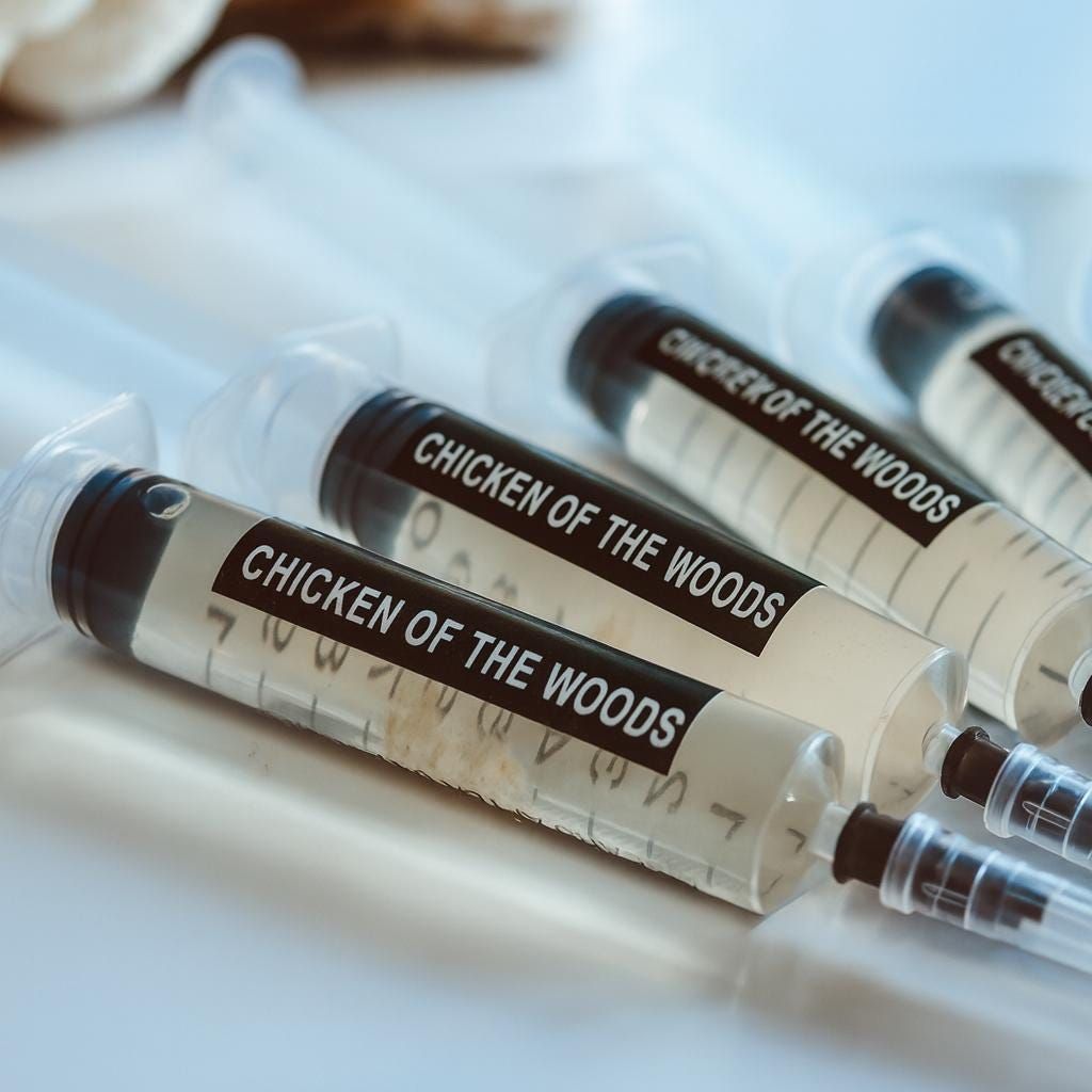 Chicken of the Woods Liquid Culture 10x10ml | Laetiporus sulphureus | Gourmet Mushroom Grow Kit Fungi Beginner Home Mushroom Farming