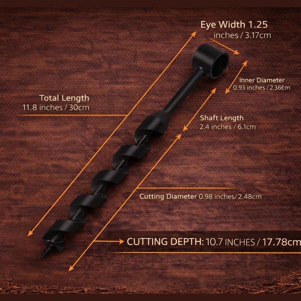 Handcrafted Scotch Eye Auger – Bushcraft Survival Wood Drill (23.6mm/0.93")