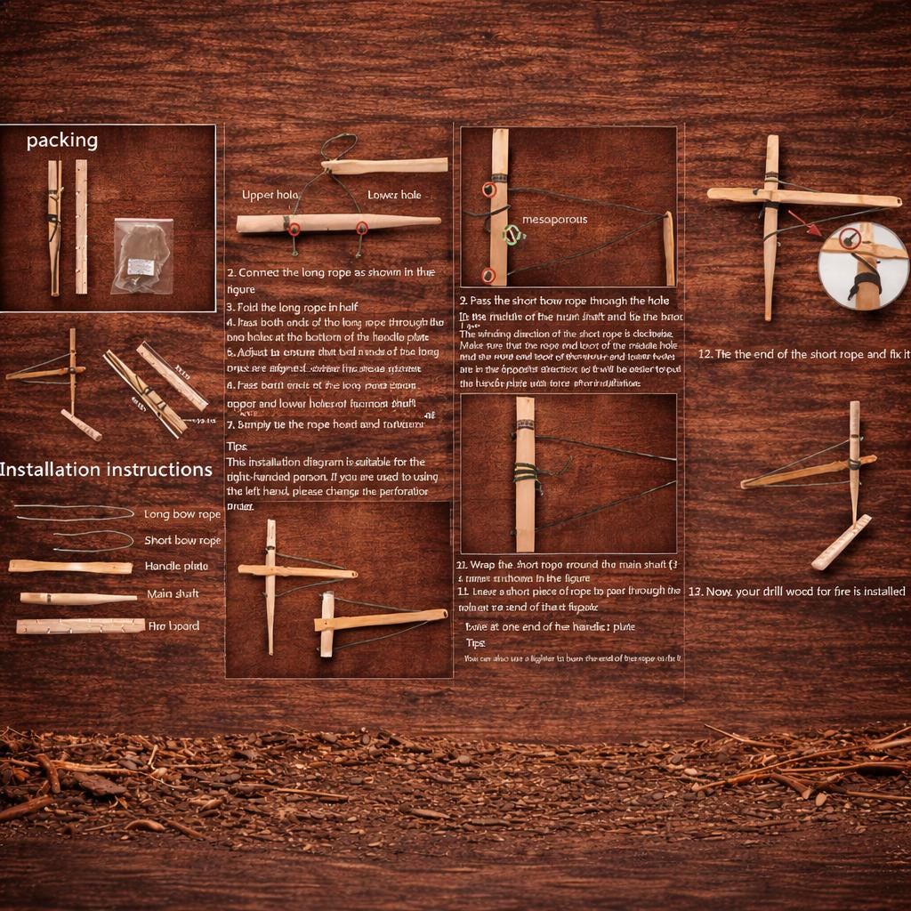 Bow Drill Fire Starter Kit – Primitive Fire Making Set for Bushcraft, Survival & Outdoor Camping