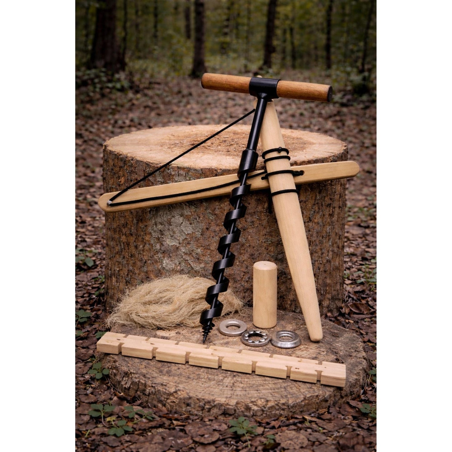 Handcrafted Bushcraft Survival Kit – Scotch Eye Auger & Bow Drill Fire Starter