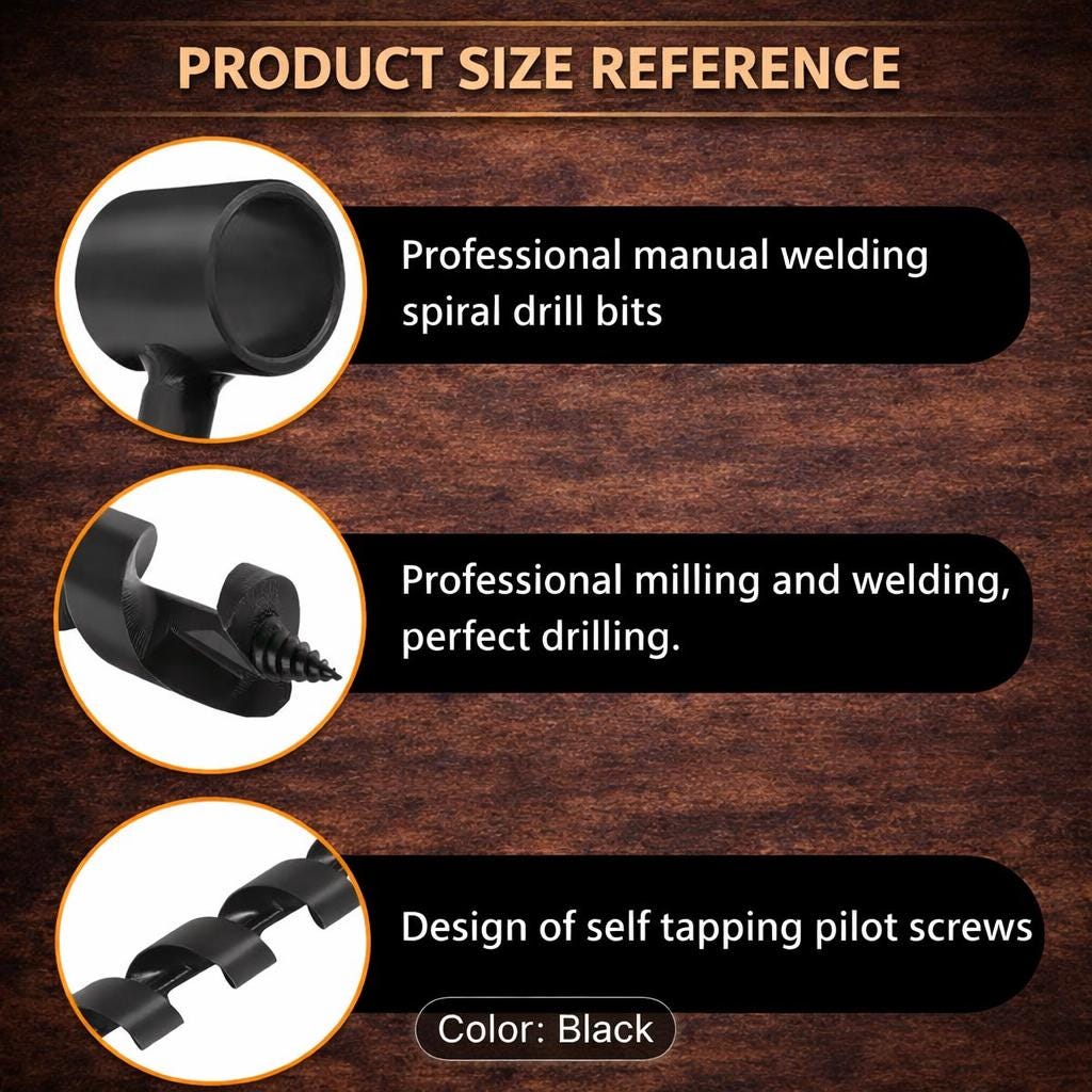 Handcrafted Scotch Eye Auger – Bushcraft Survival Wood Drill (23.6mm/0.93")