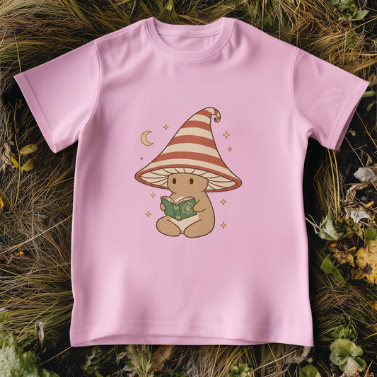 Reading Mushroom T-Shirt Cozy Cottagecore Graphic Tee Cute Book Lover Shirt Whimsical Fungi Top Unisex Cotton Tee Mushroom Tshirt Fungi Tee