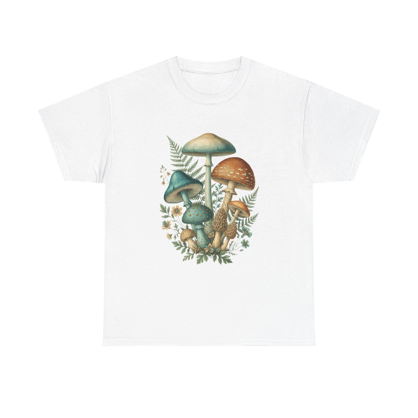 Vintage Botanical Mushroom Illustration Tee | Forest Fungi Art, Mycology Unisex Nature T-Shirt Gardener Gift Magic Mushrooms Shirt