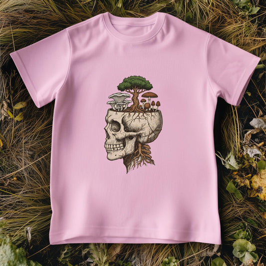 Skull Mushroom T-Shirt Gothic Botanical Tee | Cottagecore Skull Shirt | Witchy Nature Graphic Unisex Cotton Tee Magic Mushrooms Tee Mycology